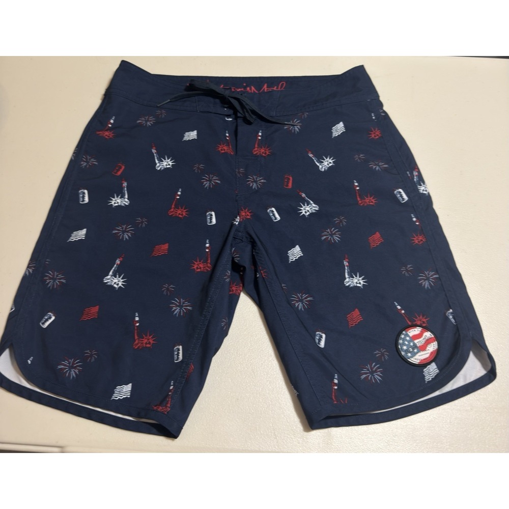 Travis Mathew Victorious Americana Blue Swim Trunks Board Shorts Size 30